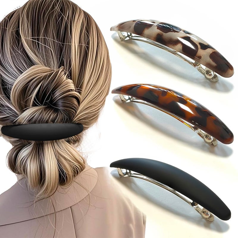 Markuii Large Hair Barrette for Women 4 Inch No Slip Not Easy to Break French Hair Clips for Thick to Thin Hair, 3 Pack - Image 1